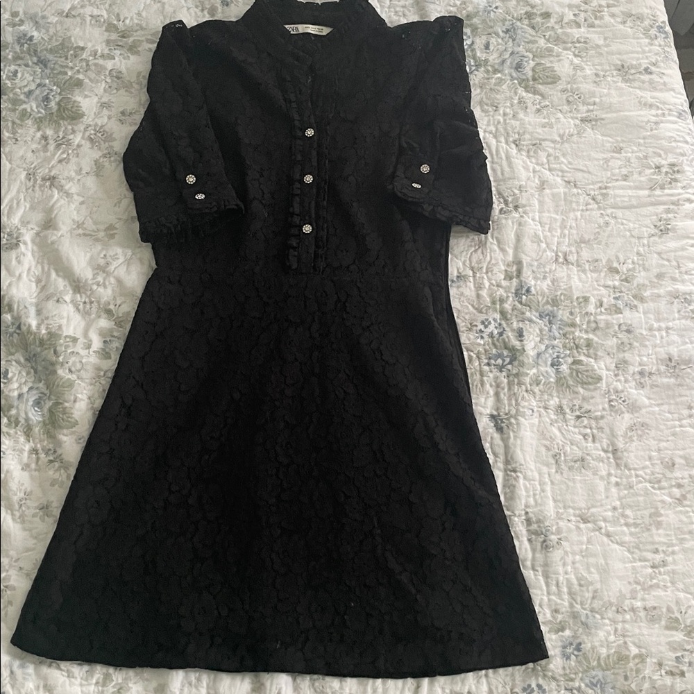 Zara Black Floral Lace Blouse